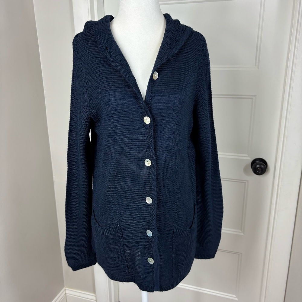 Gretchen Scott‎ Navy Hooded Cardigan Size S